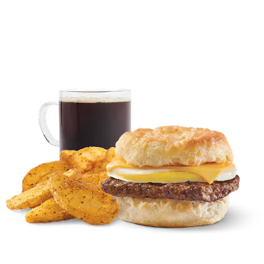 Wendy’s Breakfast Menu 2026 – Prices, Calories & Deals 7 Sausage, Egg & Cheese Biscuit Combo at Wendy's Breakfast.